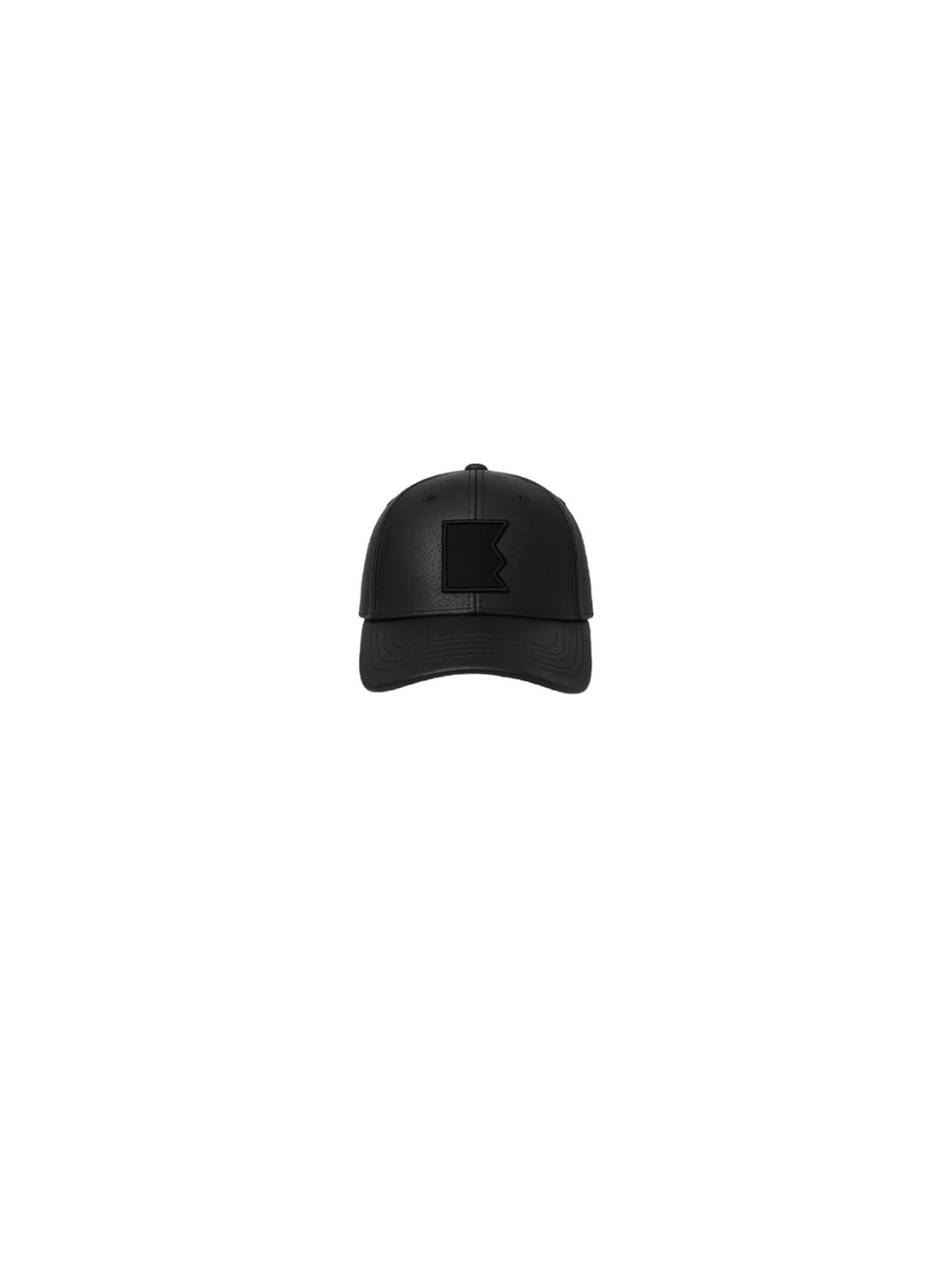 Emmy Deveaux Black Faux-Leather Baseball Cap with Embossed Logo